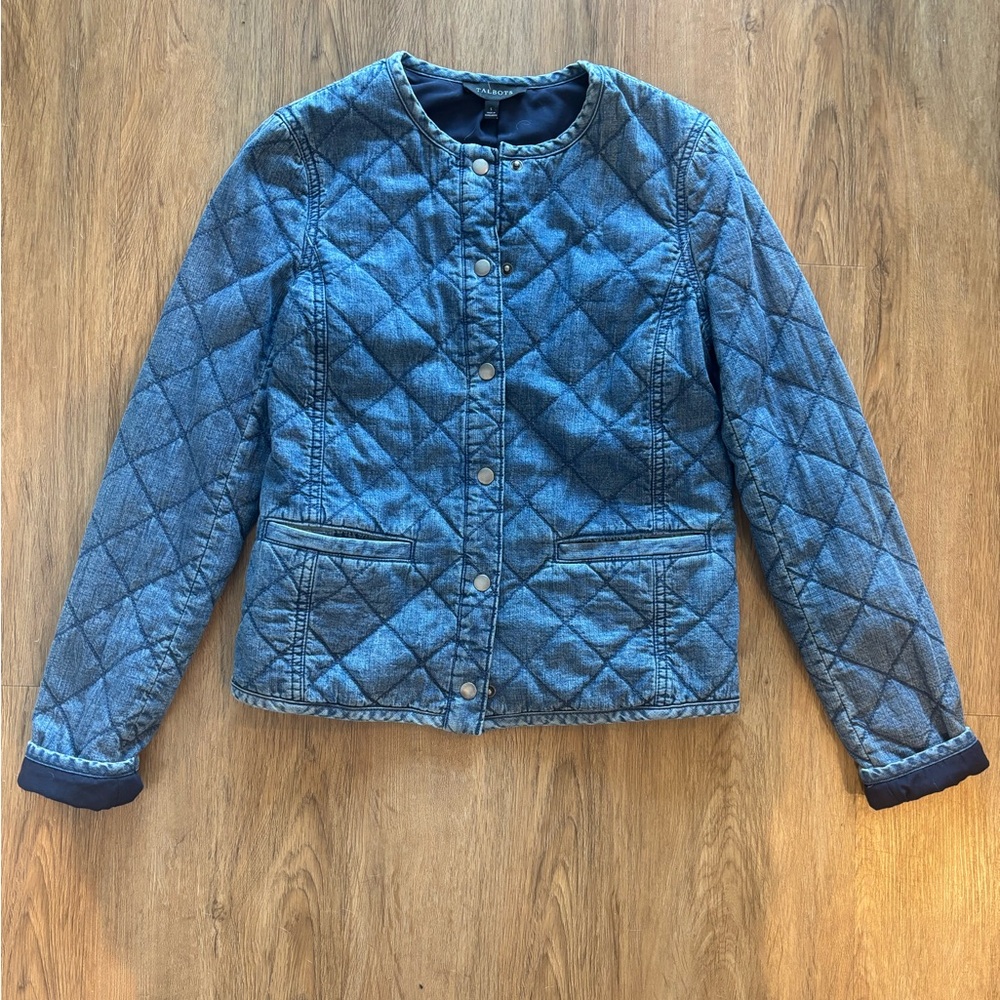 Talbots Quilted Denim Jacket with Button Detail